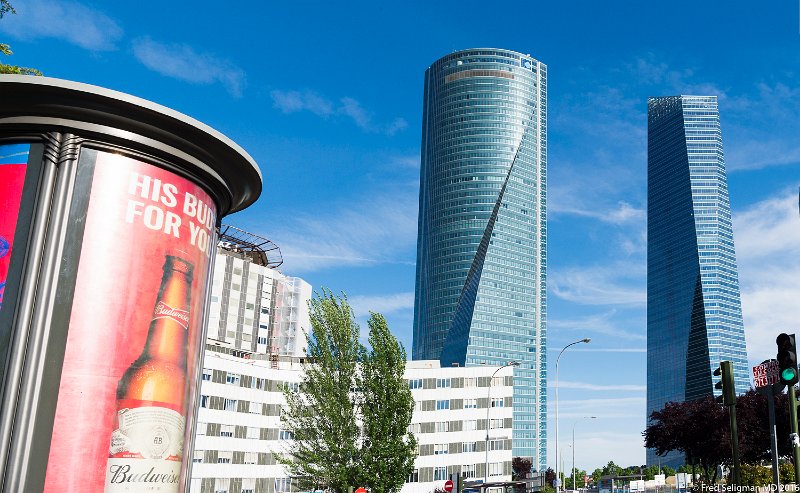 20160605_190634 D4Sedit641.jpg - On the right is  Torre de Cristal (Tower of Glass) the tallest building in Spain.  Built 2008.  One of 4 buildings in the Tower Center Business Complex